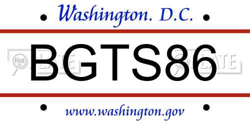 BGTS86 District Of Columbia License Plate