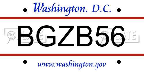 BGZB56 District Of Columbia License Plate