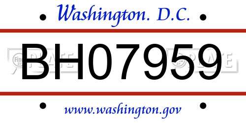 BH07959 District Of Columbia License Plate