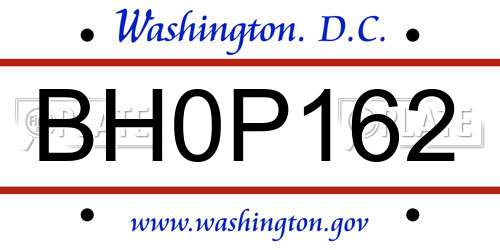 BH0P162 District Of Columbia License Plate