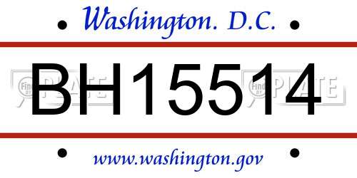 BH15514 District Of Columbia License Plate