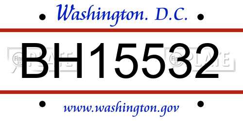 BH15532 District Of Columbia License Plate