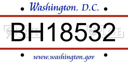 BH18532 District Of Columbia License Plate