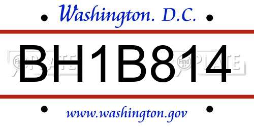 BH1B814 District Of Columbia License Plate