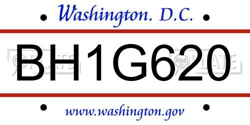BH1G620 District Of Columbia License Plate