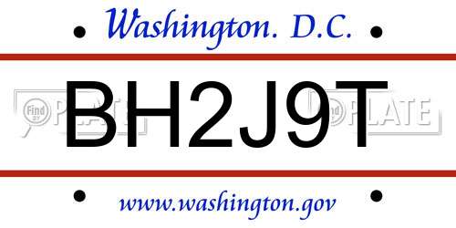 BH2J9T District Of Columbia License Plate