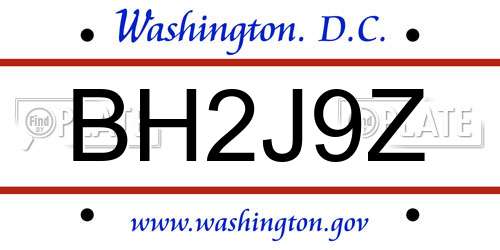 BH2J9Z District Of Columbia License Plate