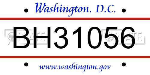 BH31056 District Of Columbia License Plate