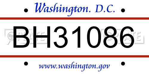 BH31086 District Of Columbia License Plate