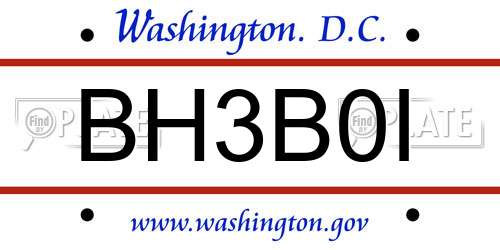 BH3B0I District Of Columbia License Plate
