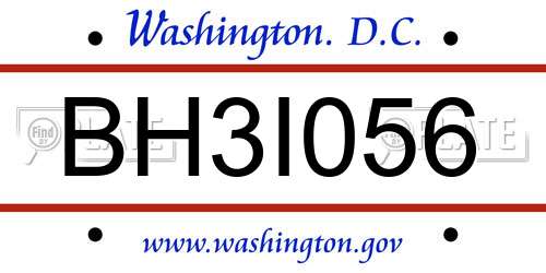 BH3I056 District Of Columbia License Plate