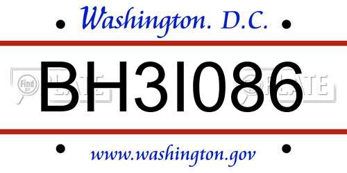 BH3I086 District Of Columbia License Plate