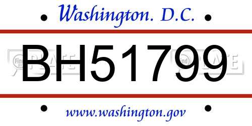 BH51799 District Of Columbia License Plate