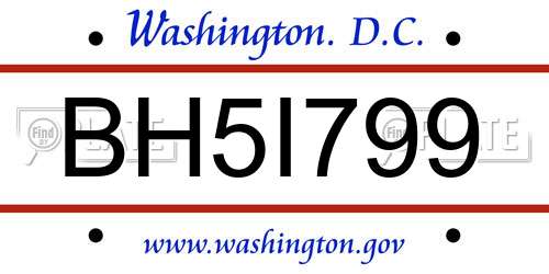 BH5I799 District Of Columbia License Plate