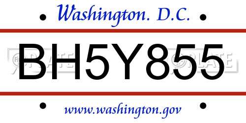 BH5Y855 District Of Columbia License Plate