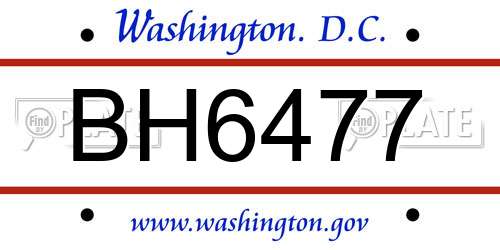BH6477 District Of Columbia License Plate