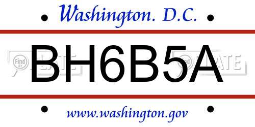 BH6B5A District Of Columbia License Plate