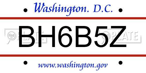 BH6B5Z District Of Columbia License Plate