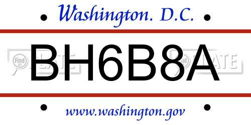 BH6B8A District Of Columbia License Plate
