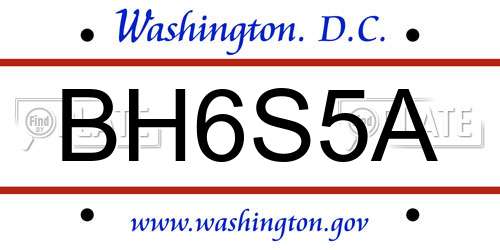 BH6S5A District Of Columbia License Plate