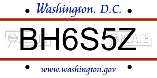 BH6S5Z District Of Columbia License Plate