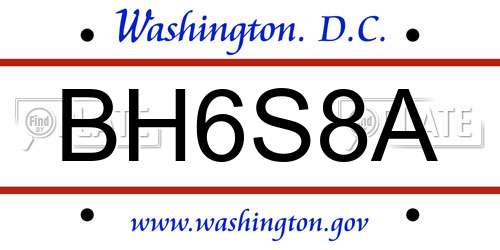 BH6S8A District Of Columbia License Plate