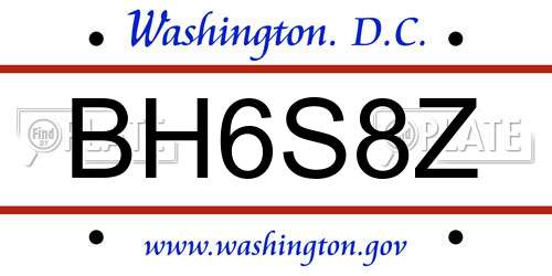 BH6S8Z District Of Columbia License Plate