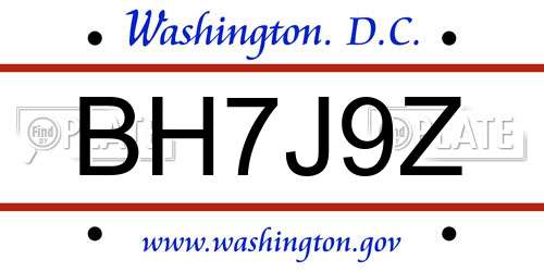 BH7J9Z District Of Columbia License Plate