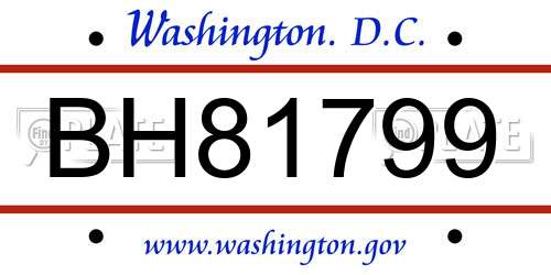 BH81799 District Of Columbia License Plate