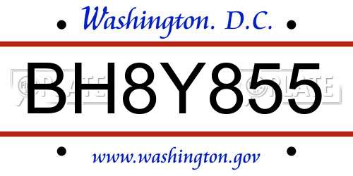BH8Y855 District Of Columbia License Plate