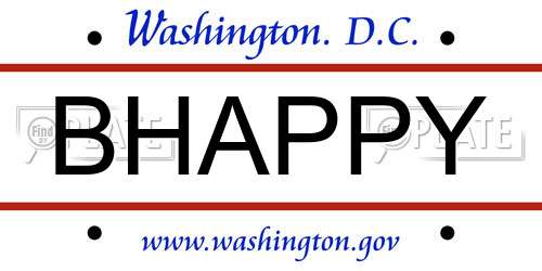 BHAPPY District Of Columbia License Plate