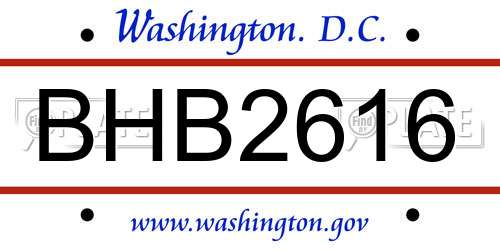 BHB2616 District Of Columbia License Plate