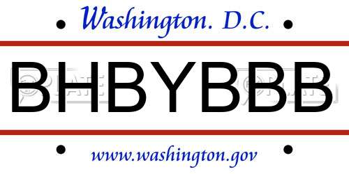 BHBYBBB District Of Columbia License Plate