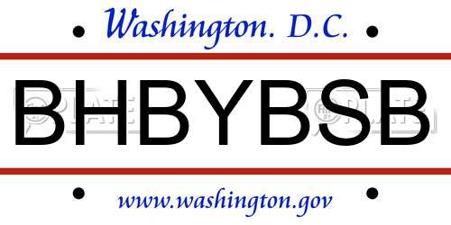 BHBYBSB District Of Columbia License Plate