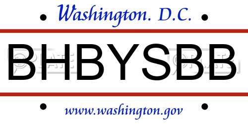 BHBYSBB District Of Columbia License Plate