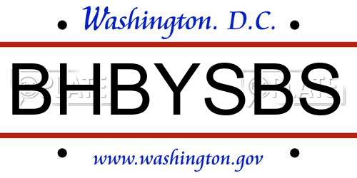 BHBYSBS District Of Columbia License Plate