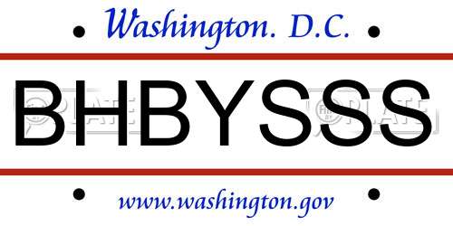 BHBYSSS District Of Columbia License Plate