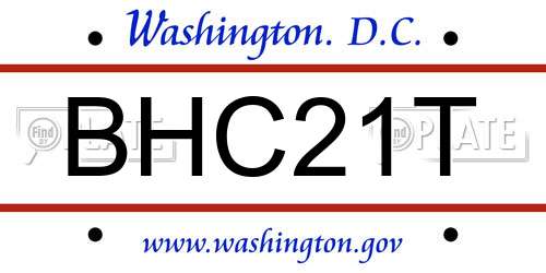 BHC21T District Of Columbia License Plate
