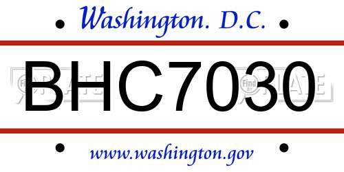 BHC7030 District Of Columbia License Plate
