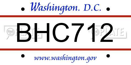 BHC712 District Of Columbia License Plate