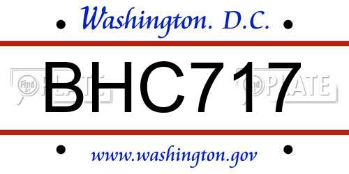BHC717 District Of Columbia License Plate