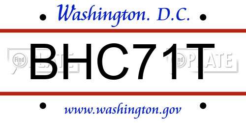 BHC71T District Of Columbia License Plate