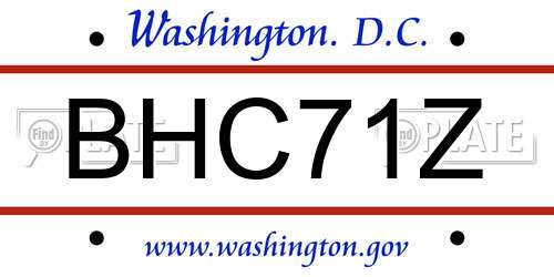 BHC71Z District Of Columbia License Plate