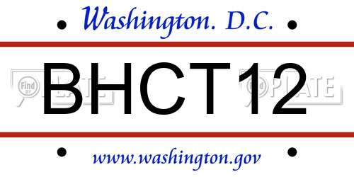 BHCT12 District Of Columbia License Plate