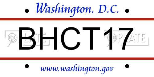 BHCT17 District Of Columbia License Plate
