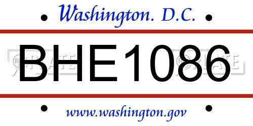 BHE1086 District Of Columbia License Plate