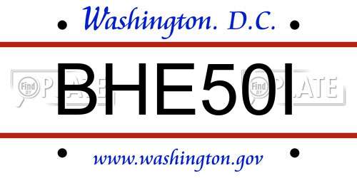 BHE50I District Of Columbia License Plate
