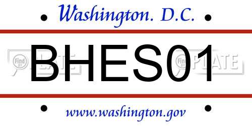 BHES01 District Of Columbia License Plate