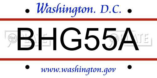 BHG55A District Of Columbia License Plate