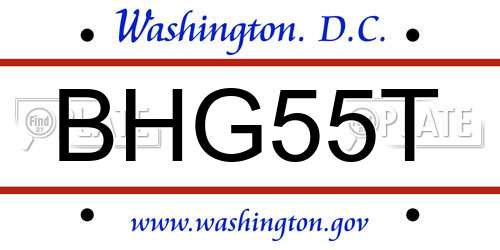 BHG55T District Of Columbia License Plate
